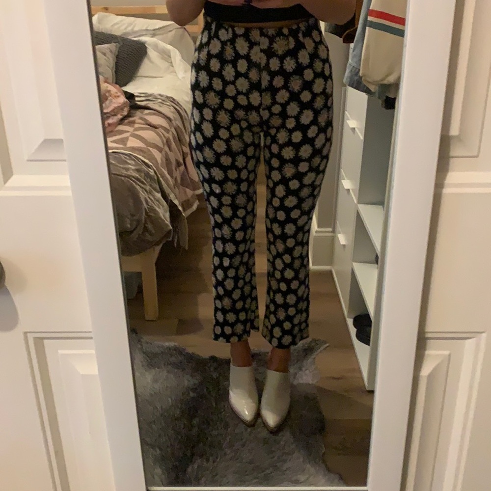 Free People Knit cropped flare daisy pants